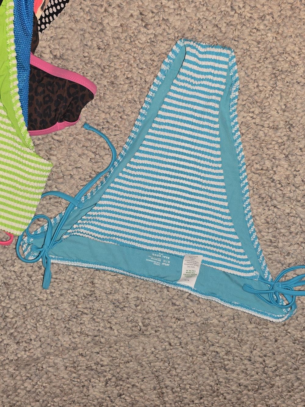 aerie Blue and White Striped Tie-Side Bikini Bottoms